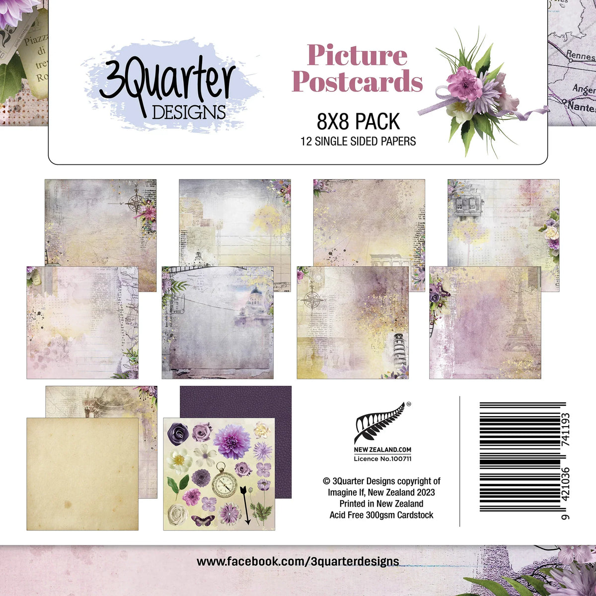 3Quarter Designs - 8" X 8" Paper Pack - Picture Postcard-1