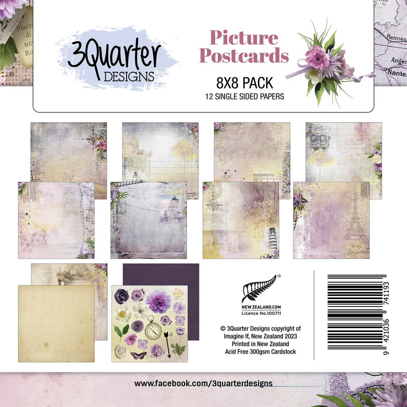 3Quarter Designs - 8" X 8" Paper Pack - Picture Postcard-1