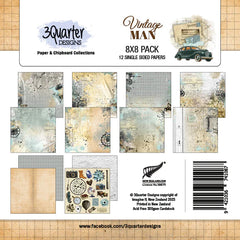 3Quarter Designs - 8" X 8" Paper Pack - Vintage Man-1