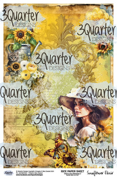 Lot de papiers de riz 1 - 1 de chaque (Forêt Éthérée, Fantaisie Utopique, Élixir de Tournesol, Potion Magique)-4