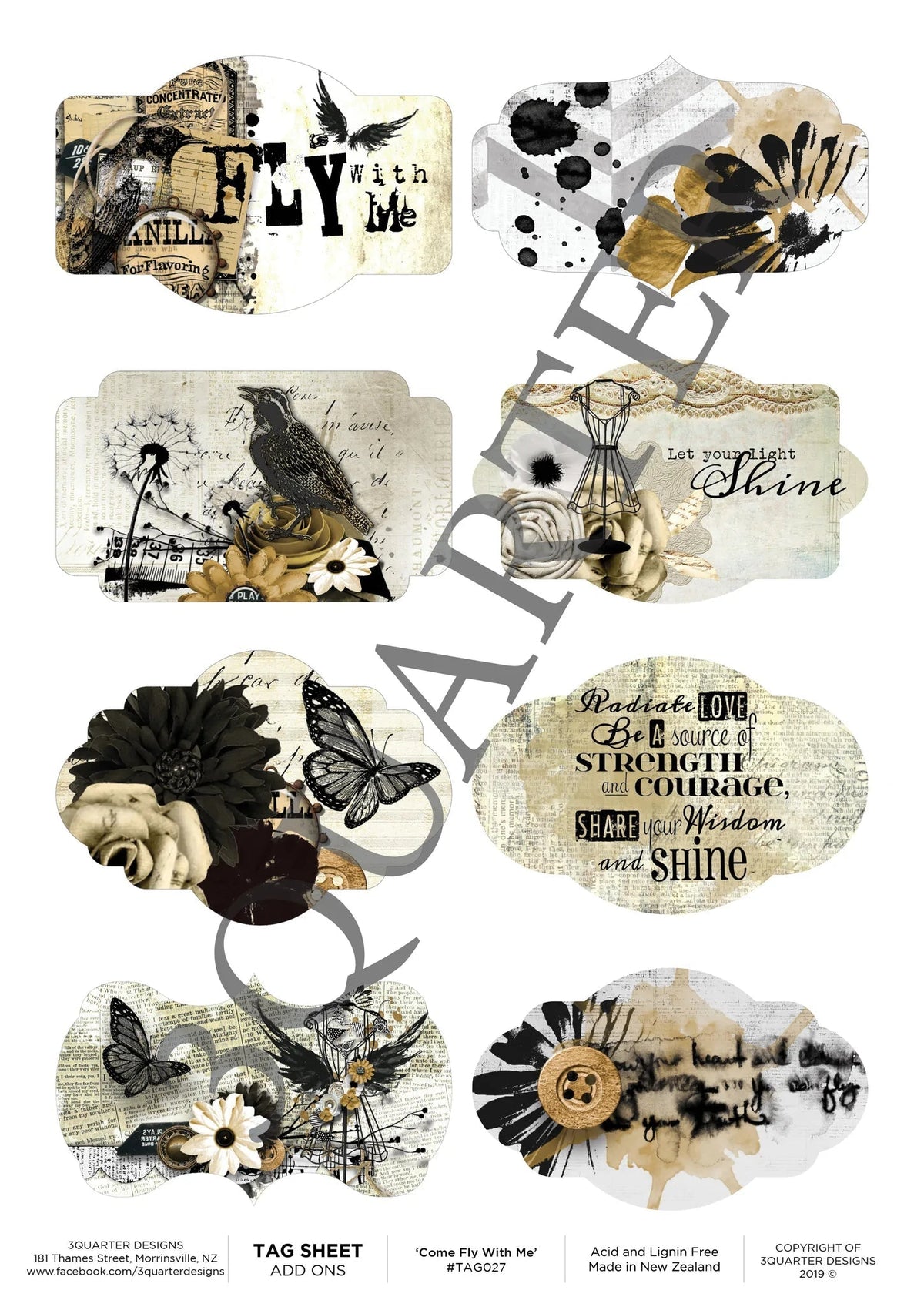 3Quarter Designs -Tag Sheet - Come Fly With Me-1