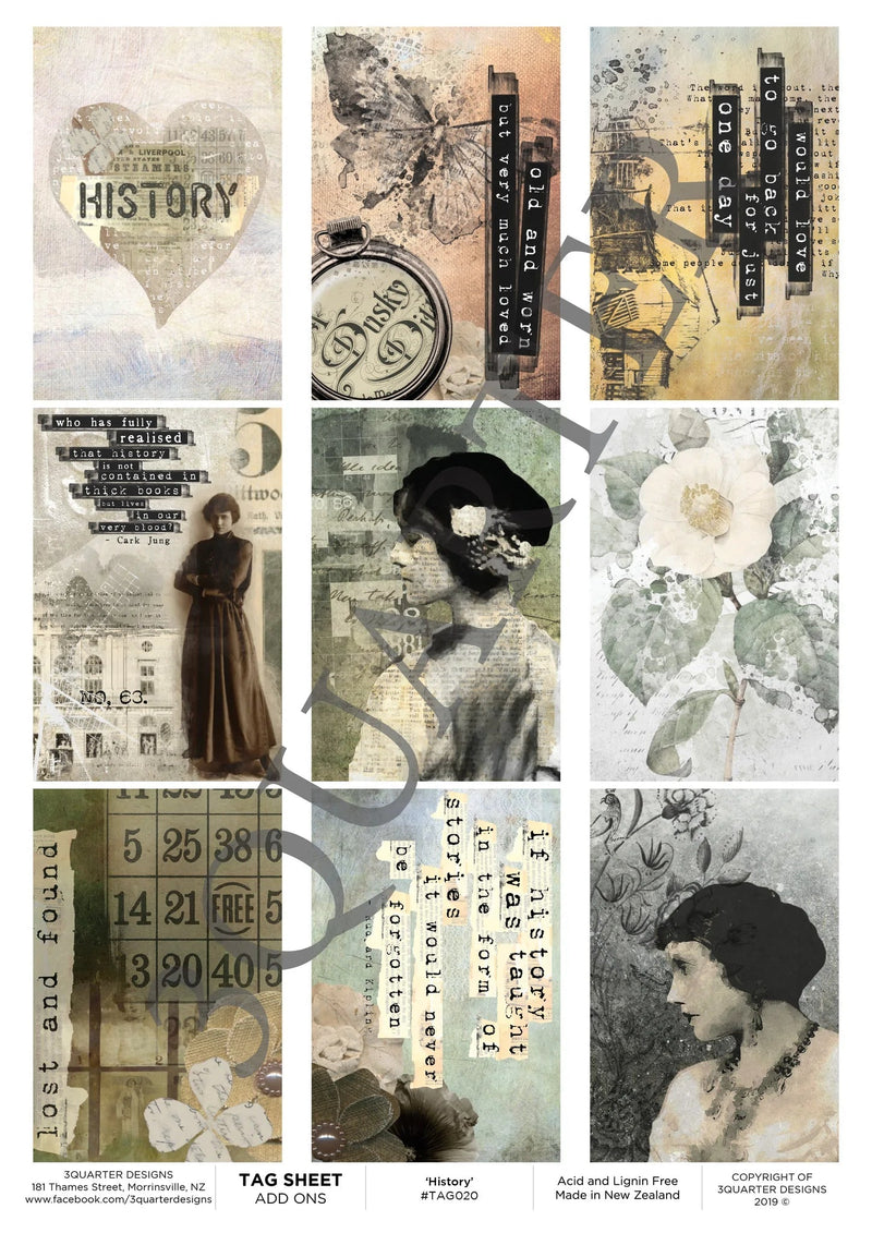 3Quarter Designs -Tag Sheet - History-1