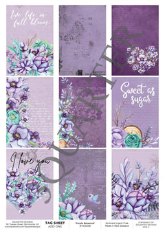 3Quarter Designs - Tag Sheet - Purple Botanical-1