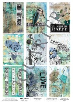 3Quarter Designs - Tag Sheet - Teal Happiness-1