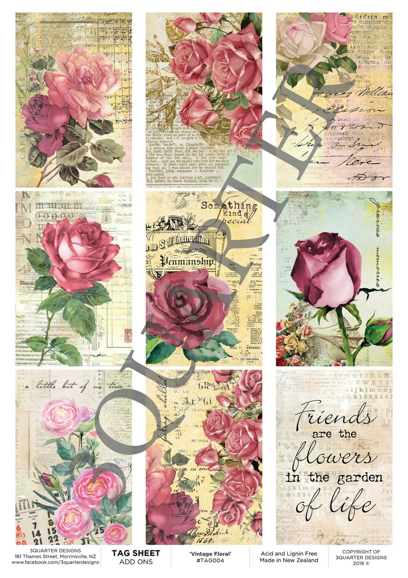 3Quarter Designs -Tag Sheet - Vintage Floral-1