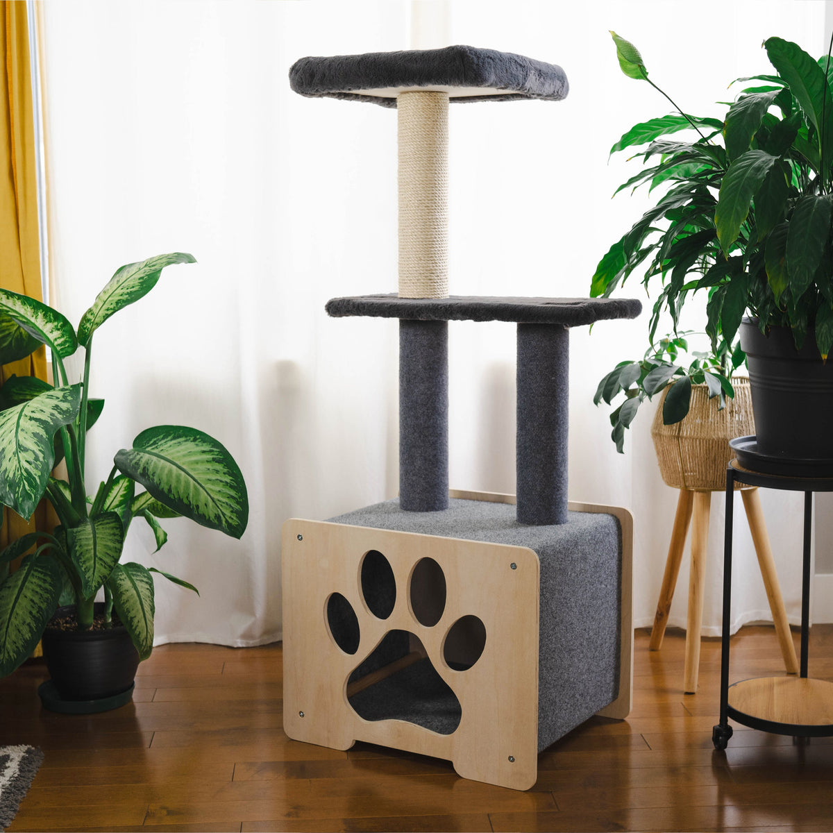 Hut Hideout - Deluxe 3-Level Cat Tree-3