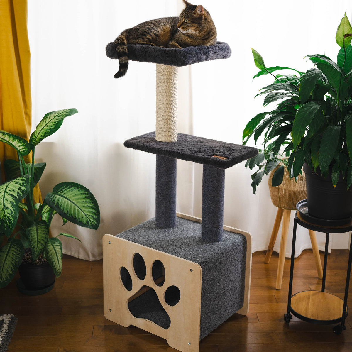Hut Hideout - Deluxe 3-Level Cat Tree-2