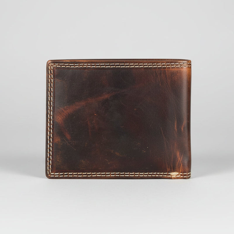 Men’s Genuine Cow Leather Bifold Wallet. Embossed Deer Design with RFID Protection-2