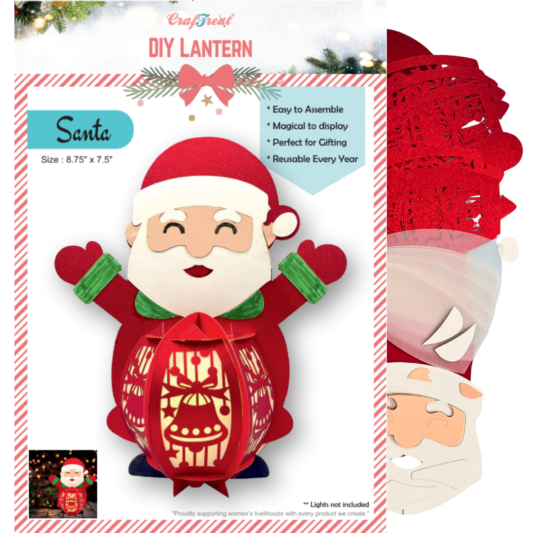 Lanternes en papier CrafTreat à faire soi-même - Père Noël-2