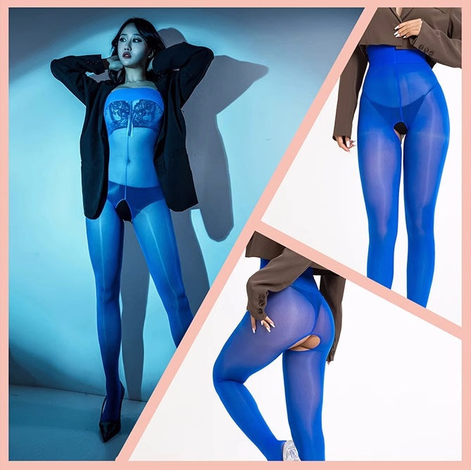 20D Crotchless High Waist Pantyhose Nylon Tights-15