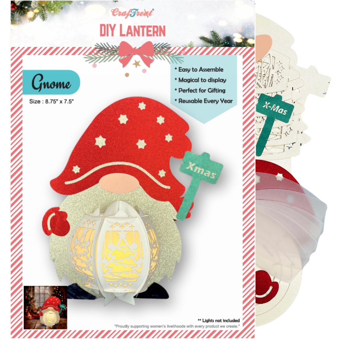 CrafTreat Lanternes en papier à monter soi-même - Gnome-2