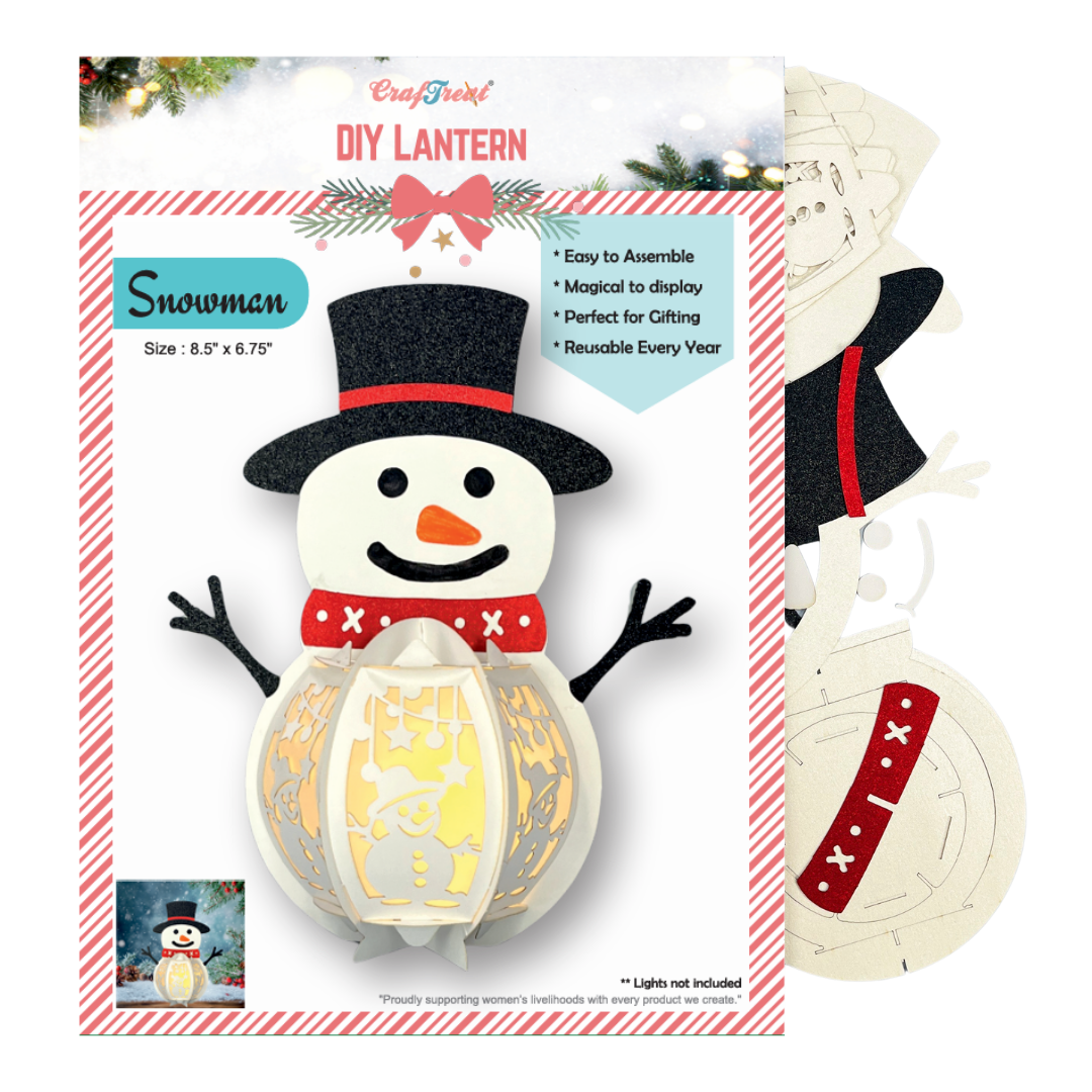 CrafTreat Lanternes en papier à monter soi-même - Bonhomme de neige-2