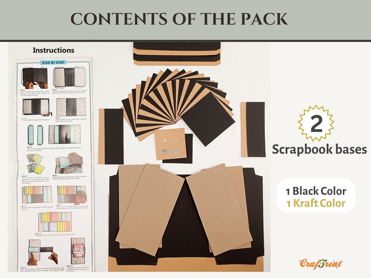 CrafTreat Scrapbook Blanks - Flag Folio - Black & Kraft Color-3