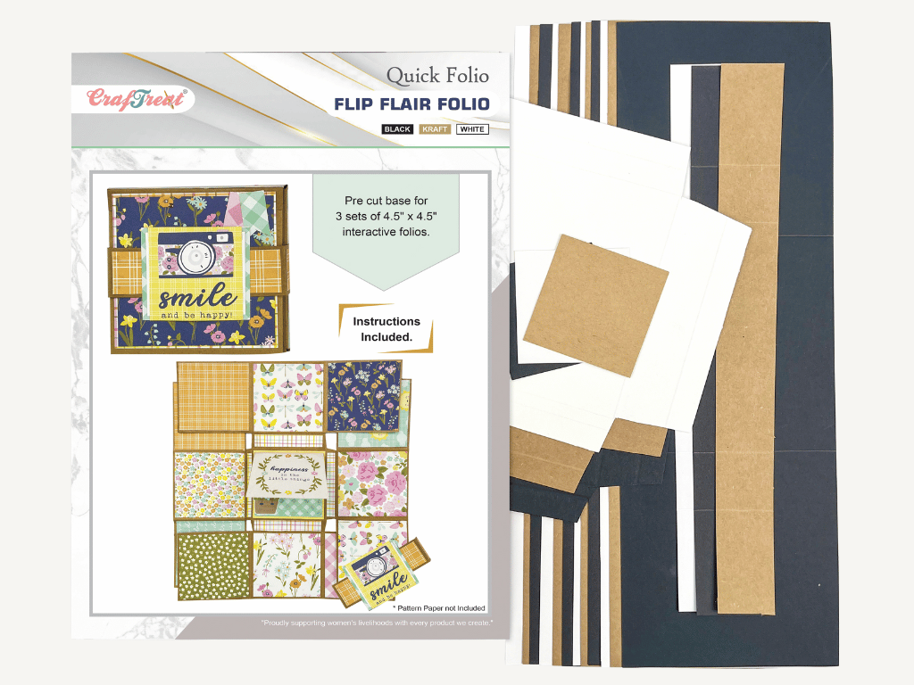 Craftreat Scrapbook Blank Quick Folio - Flip Flair Folio - Black, Kraft and White-8