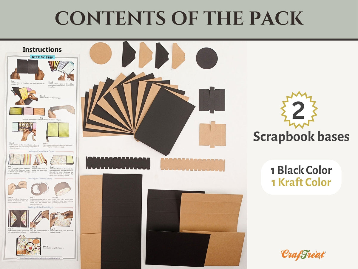 CrafTreat Scrapbook Blanks - Matchbox Camera - Black & Kraft Color-3