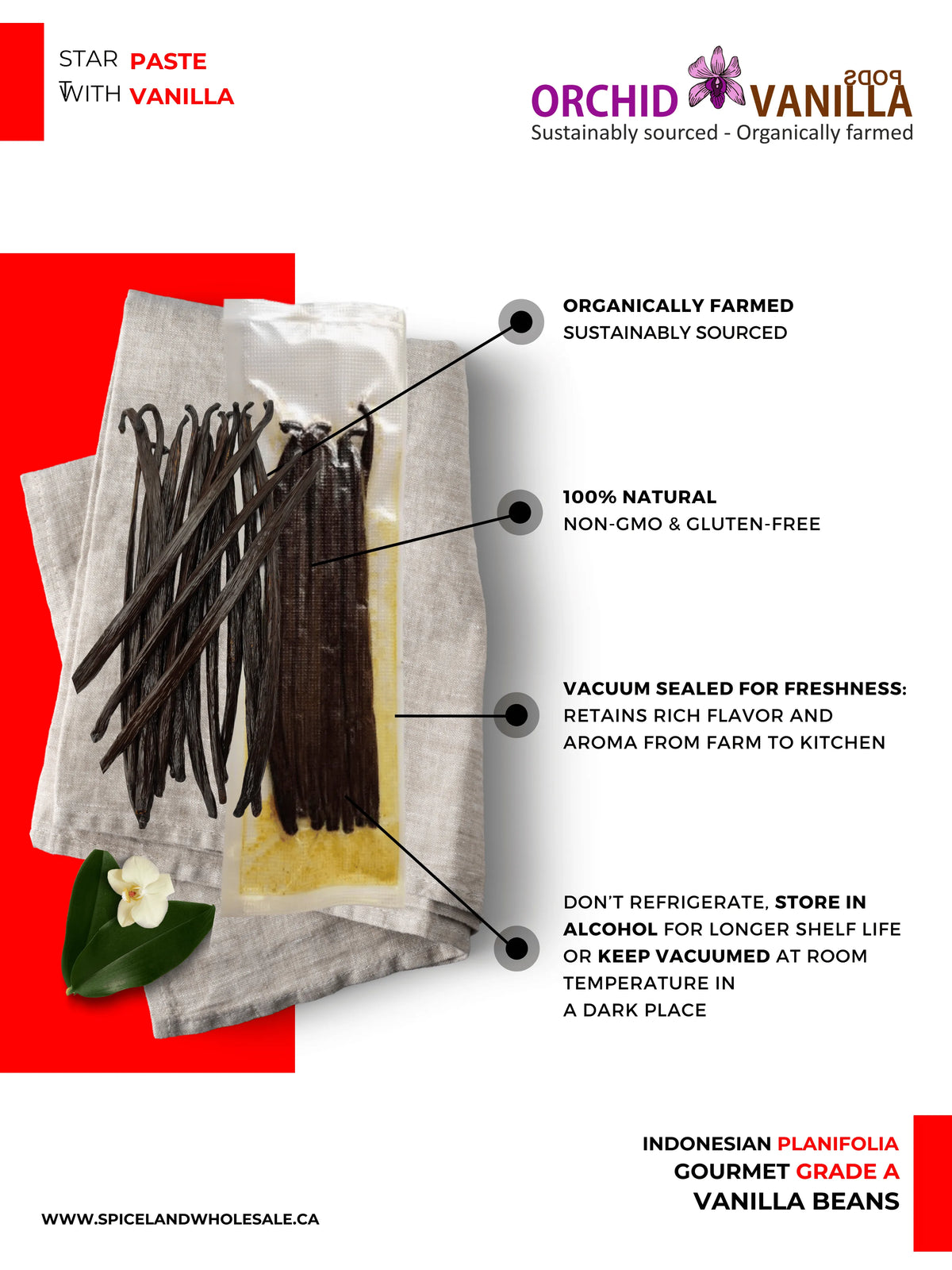 Indonesian Vanilla (Sumatra) Planifolia Gourmet Grade-A Beans<br>For Extract And Baking<BR>By Ounce-3