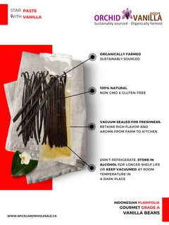 Indonesian Vanilla (Sumatra) Planifolia Gourmet Grade-A Beans<br>For Extract And Baking<BR>By Ounce-3
