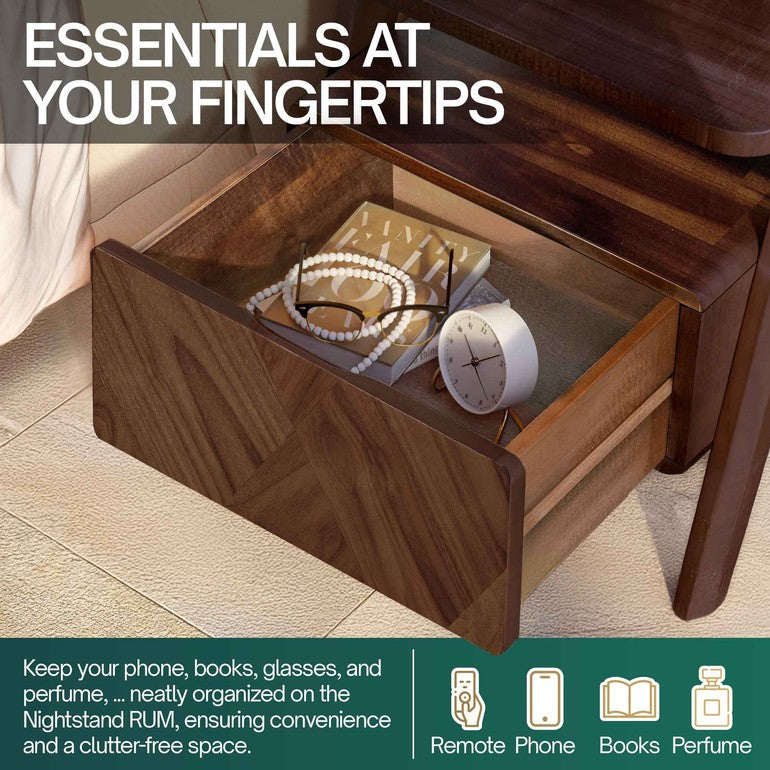 Rum Solid Wood Nightstand-12