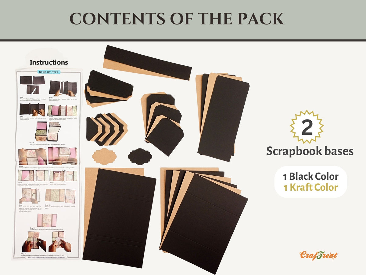 CrafTreat Scrapbook Blanks - FlipFlap Gatefold - Black & Kraft Color-3