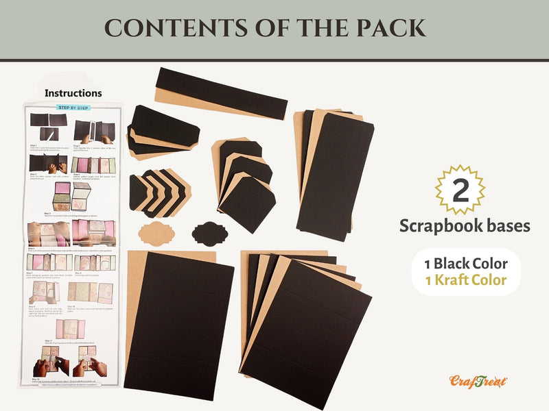 CrafTreat Scrapbook Blanks - FlipFlap Gatefold - Black & Kraft Color-3