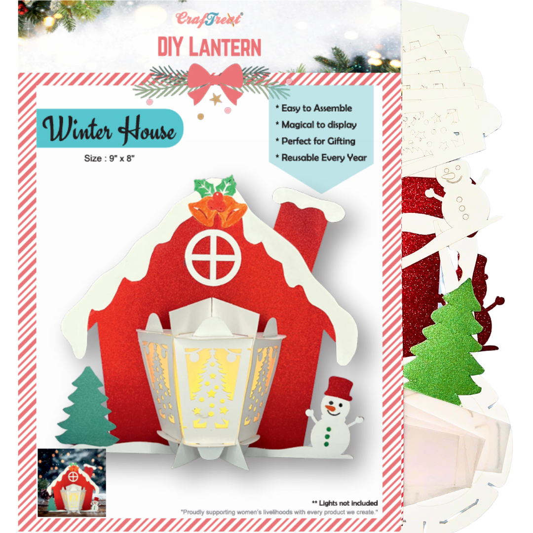 CrafTreat Lanternes en papier à faire soi-même – Maison d'hiver-2