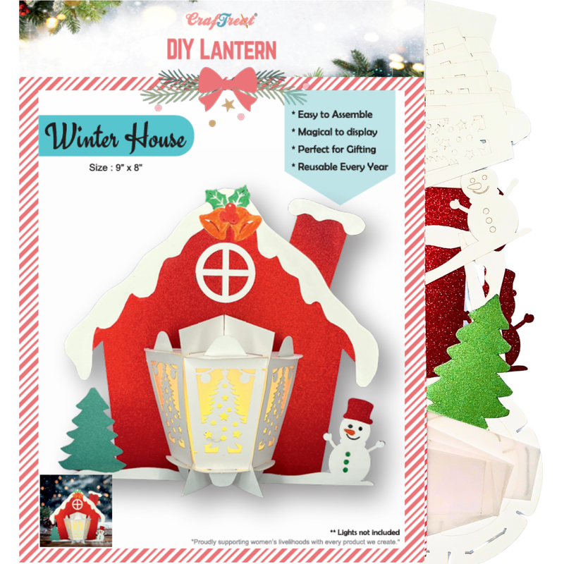 CrafTreat Lanternes en papier à faire soi-même – Maison d'hiver-2