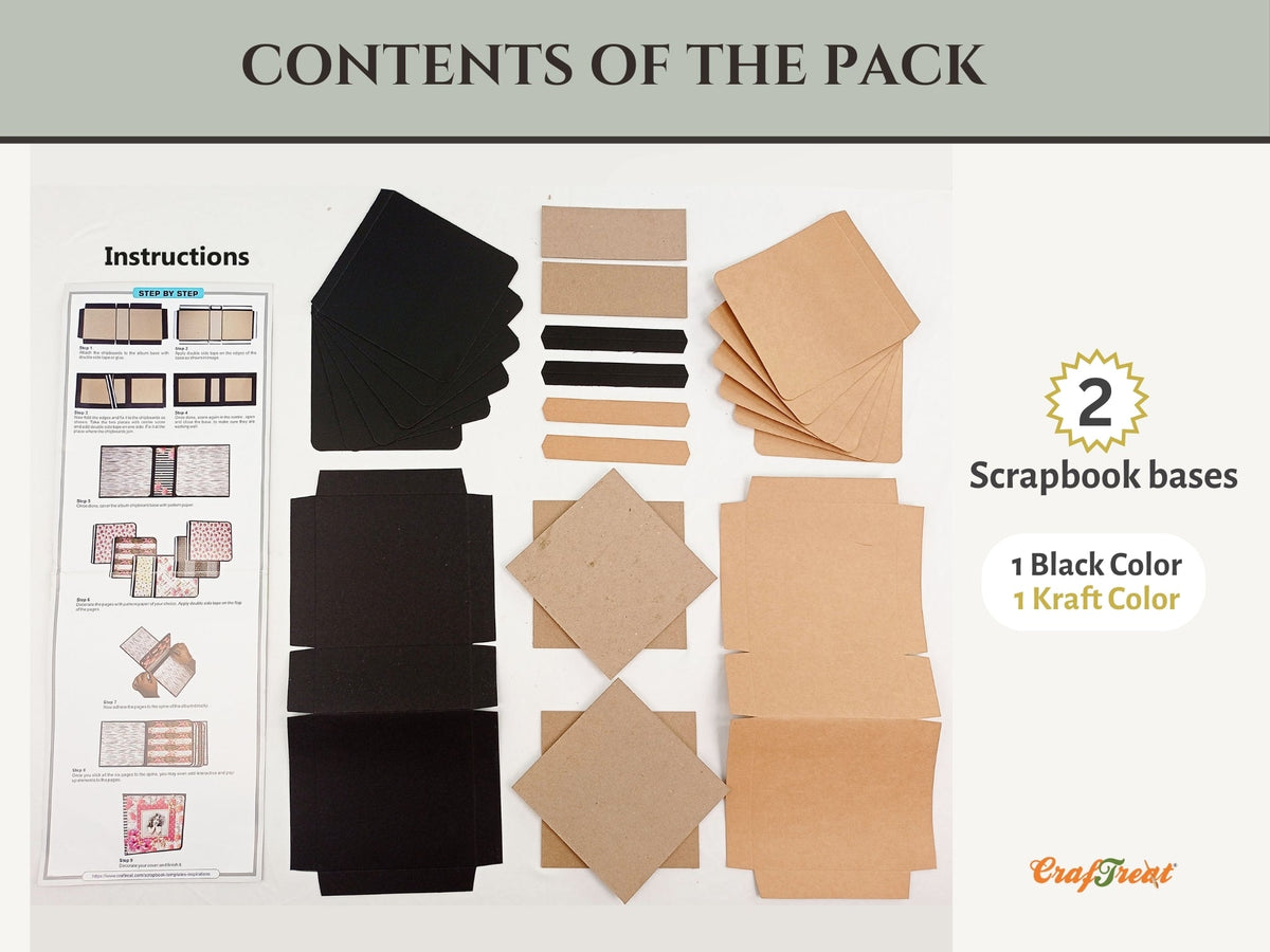 CrafTreat Scrapbook Blanks - Basic 6x6 - Black & Kraft Color-3