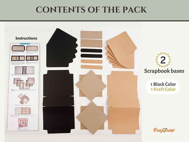 CrafTreat Scrapbook Blanks - Basic 6x6 - Black & Kraft Color-3