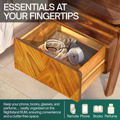 Rum Solid Wood Nightstand-4
