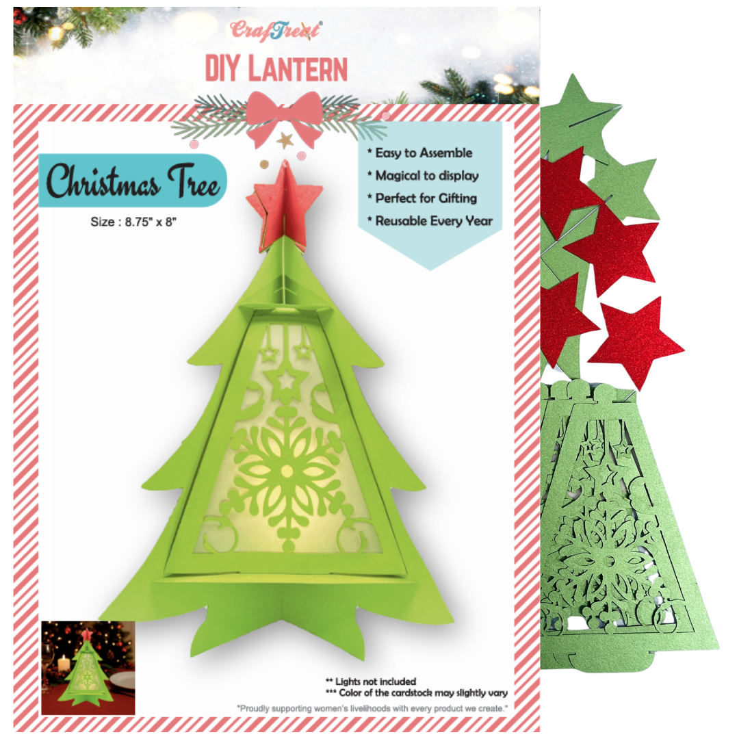CrafTreat Lanternes en papier à faire soi-même - Sapin de Noël-2
