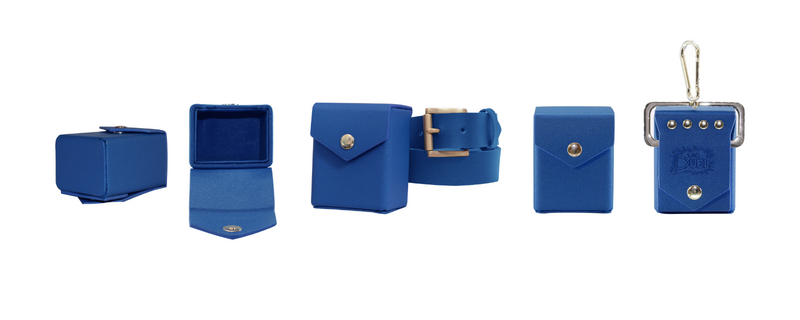 Blue - Hard Shell - Textured Leather - Deck Box - With Belt Loop-2