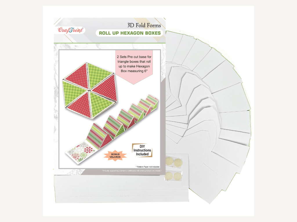 CrafTreat Scrapbook Hexagon Roll up - White 2pcs-2