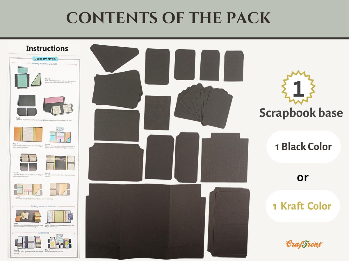 CrafTreat Scrapbook Blanks - Gate Fold Folio - Black Color-3