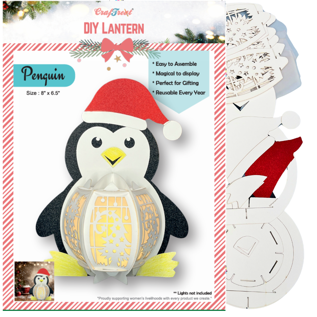 Lanternes en papier à faire soi-même CrafTreat - Pingouin-2