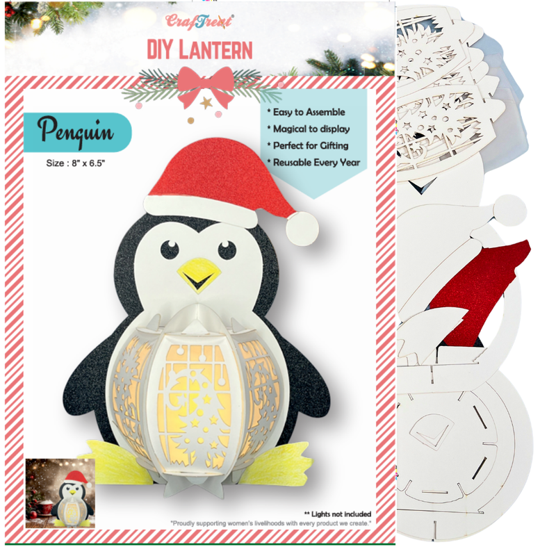 Lanternes en papier à faire soi-même CrafTreat - Pingouin-2