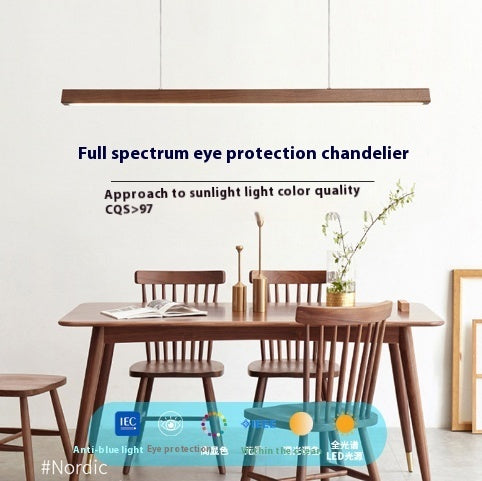 Log-Style Solid Wood Linear Pendant Chandelier-5