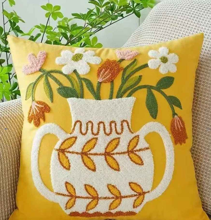Decorative Floral Embroidered Pillow Cover-4