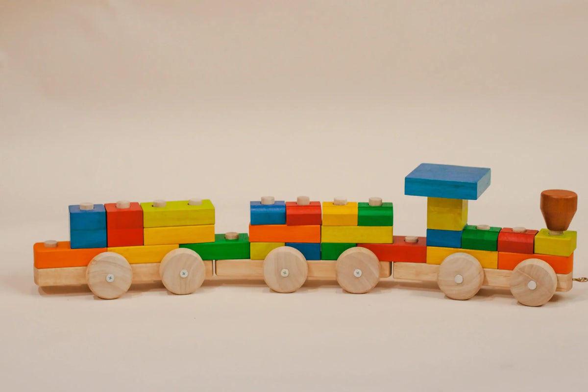 QToysUSA - Stack & Pull Train - Ages 2+-11