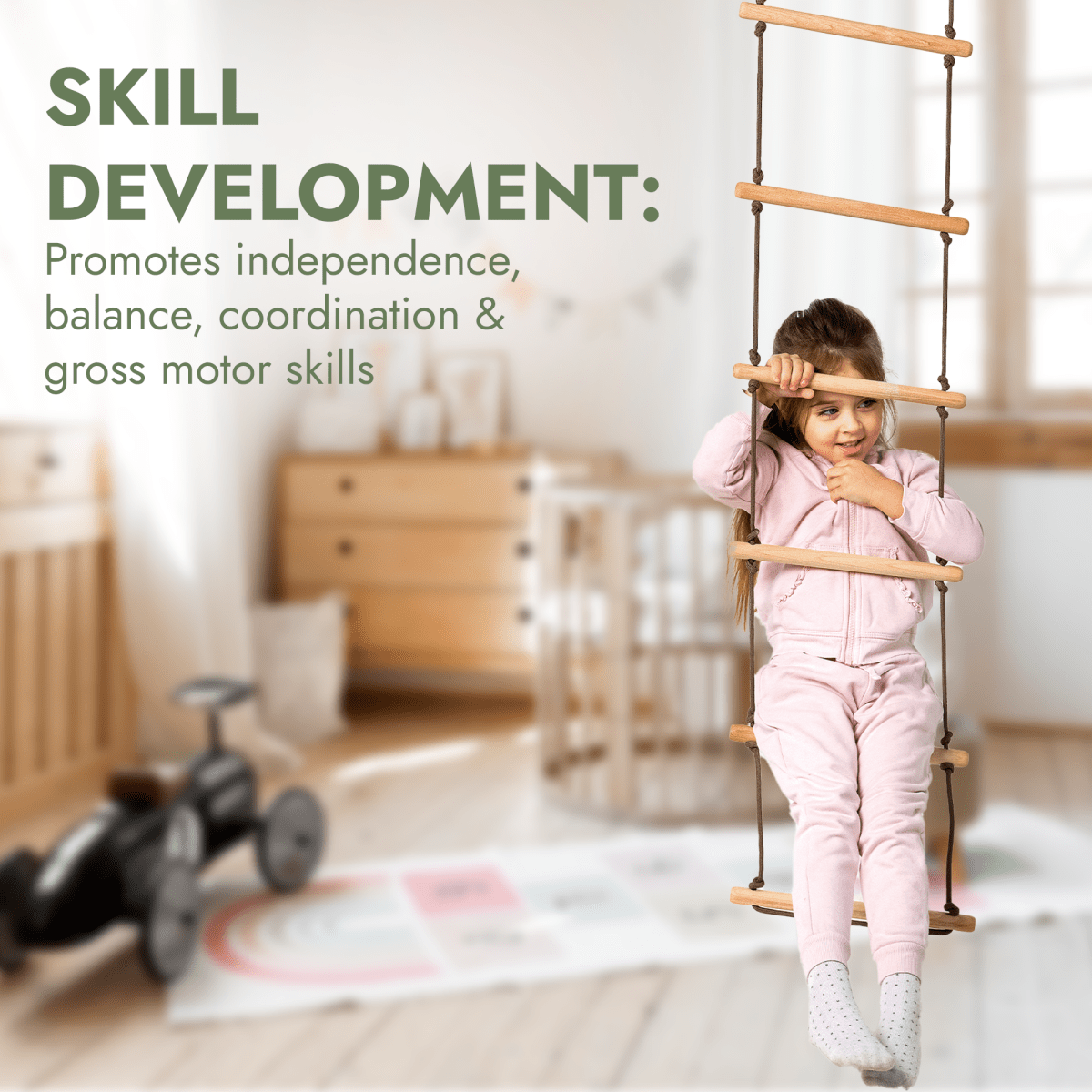 3in1 Swings Set: Rope Ladder + Gymnastic Rings + Disc Rope Swing-6