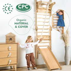 6in1: Wooden Swedish Wall / Climbing ladder for Children + Swing Set + Slide Board-7