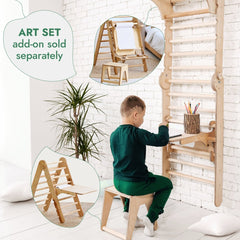 6in1: Wooden Swedish Wall / Climbing ladder for Children + Swing Set + Slide Board-10
