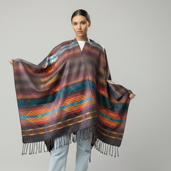 Hand woven Red and Brown Reversible shawl-1