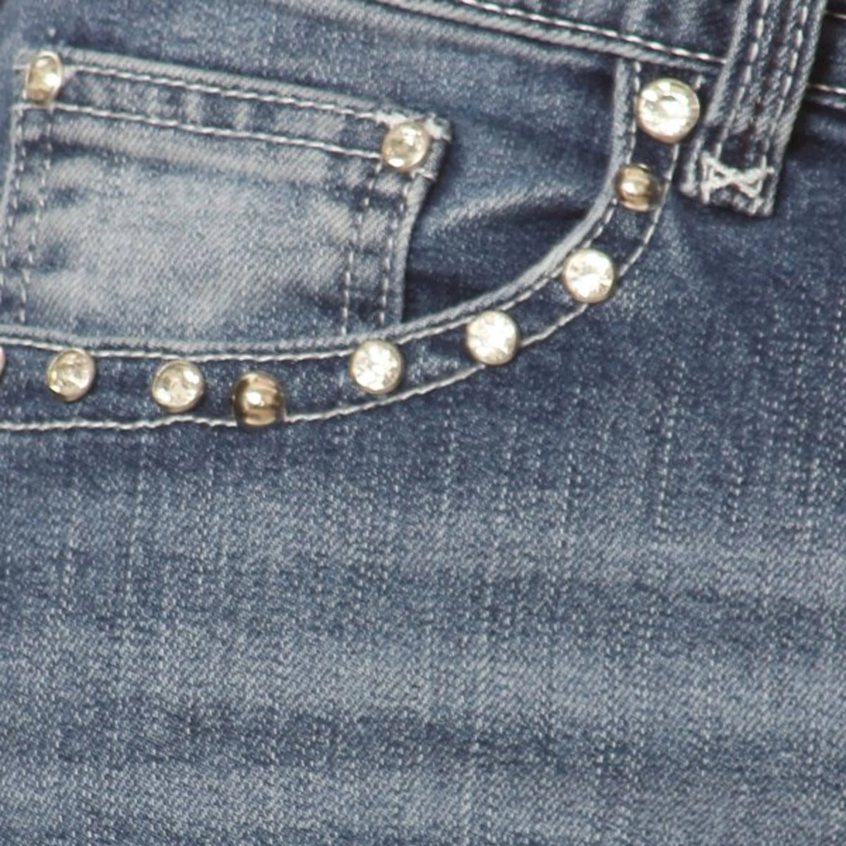 Platinum Plush Women's Rhinestone Skull & Bones Bootcut Jeans-6