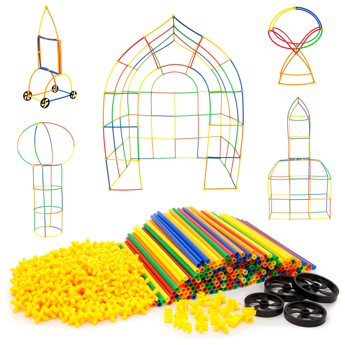 PicassoTiles - PicassoTiles 600pc Straw Building Set - Ages 3+-1