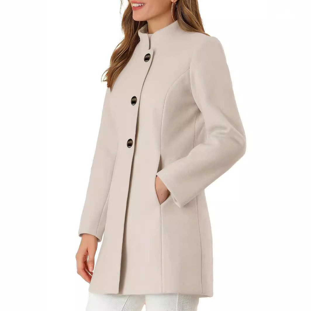 Women’s Solid Color Winter Coat – Casual Warm Long Sleeve Autumn & Winter Jacket-3