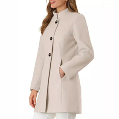 Women’s Solid Color Winter Coat – Casual Warm Long Sleeve Autumn & Winter Jacket-3
