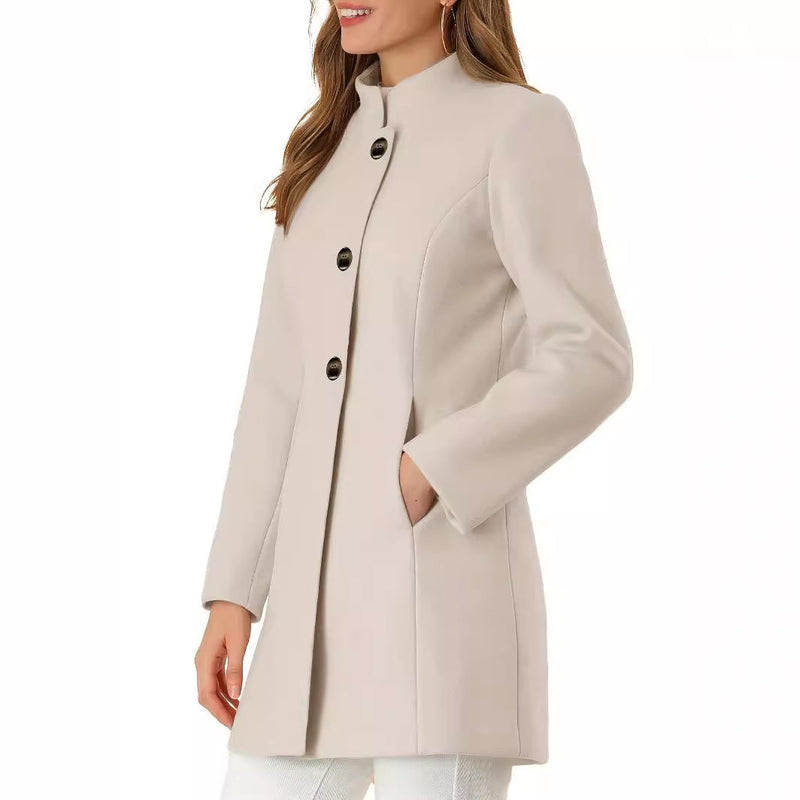 Women’s Solid Color Winter Coat – Casual Warm Long Sleeve Autumn & Winter Jacket-3