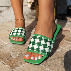 Casual Chessboard Plaid Beach Sandals-5