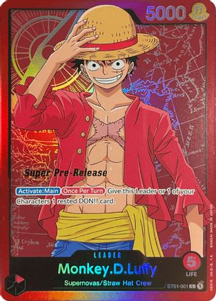 Monkey.D.Luffy (001) (ST01-001) - Super Pre-Release Starter Deck 1: Straw Hat Crew Foil-1