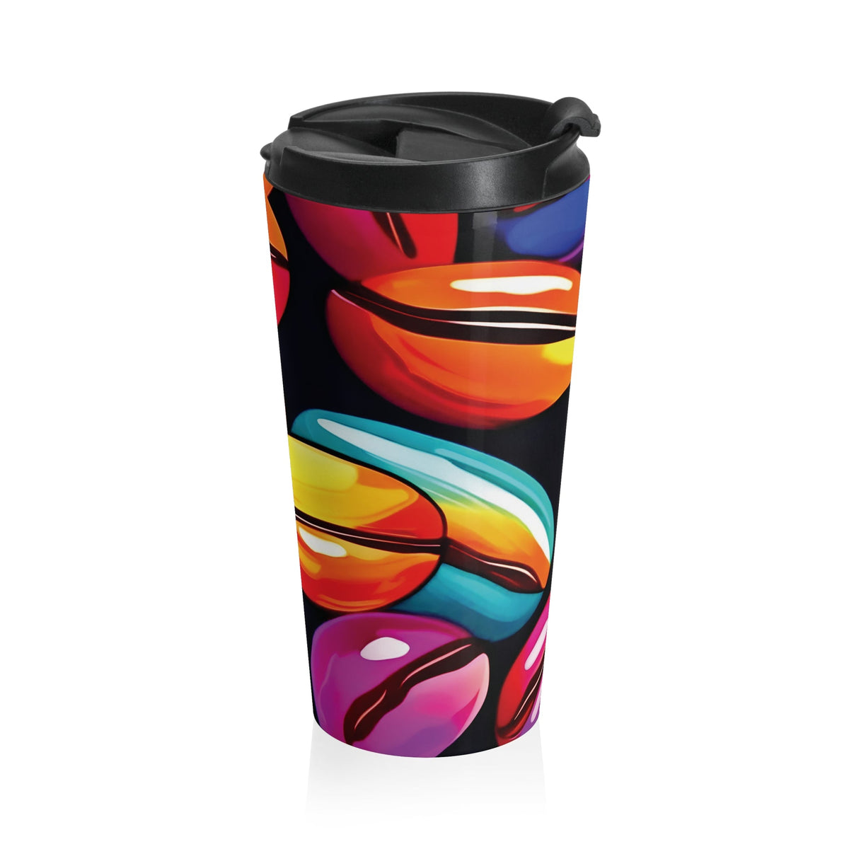 Colorful Coffee Beans Travel Mug | Vibrant Coffee Beans Pattern Stainless Steel-6